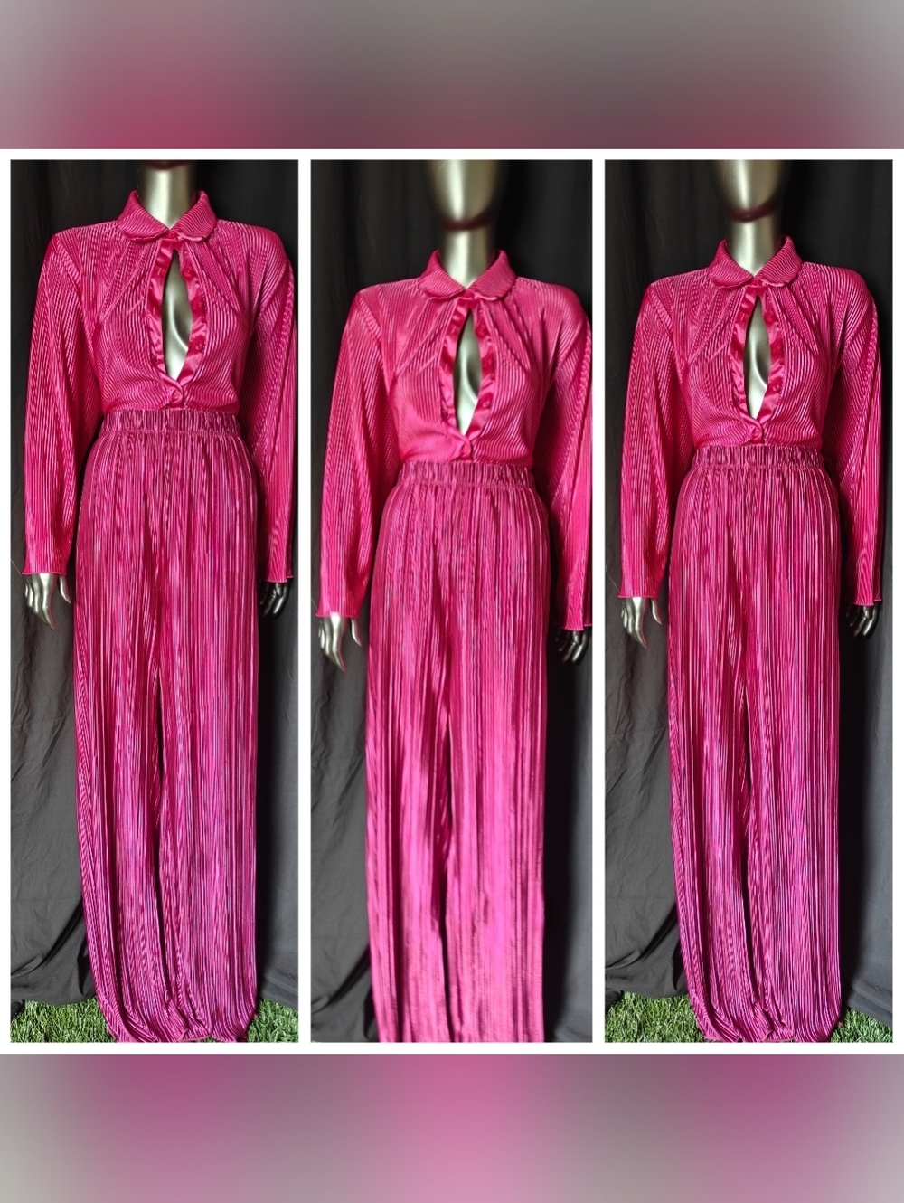 Fuchsia Pliss Pants Set